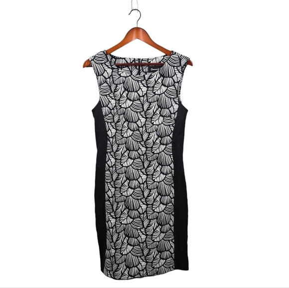 CONNECTED Sleveless‎ Pencil Dress Knee Length Black/White Womens Size 8 - Picture 1 of 9